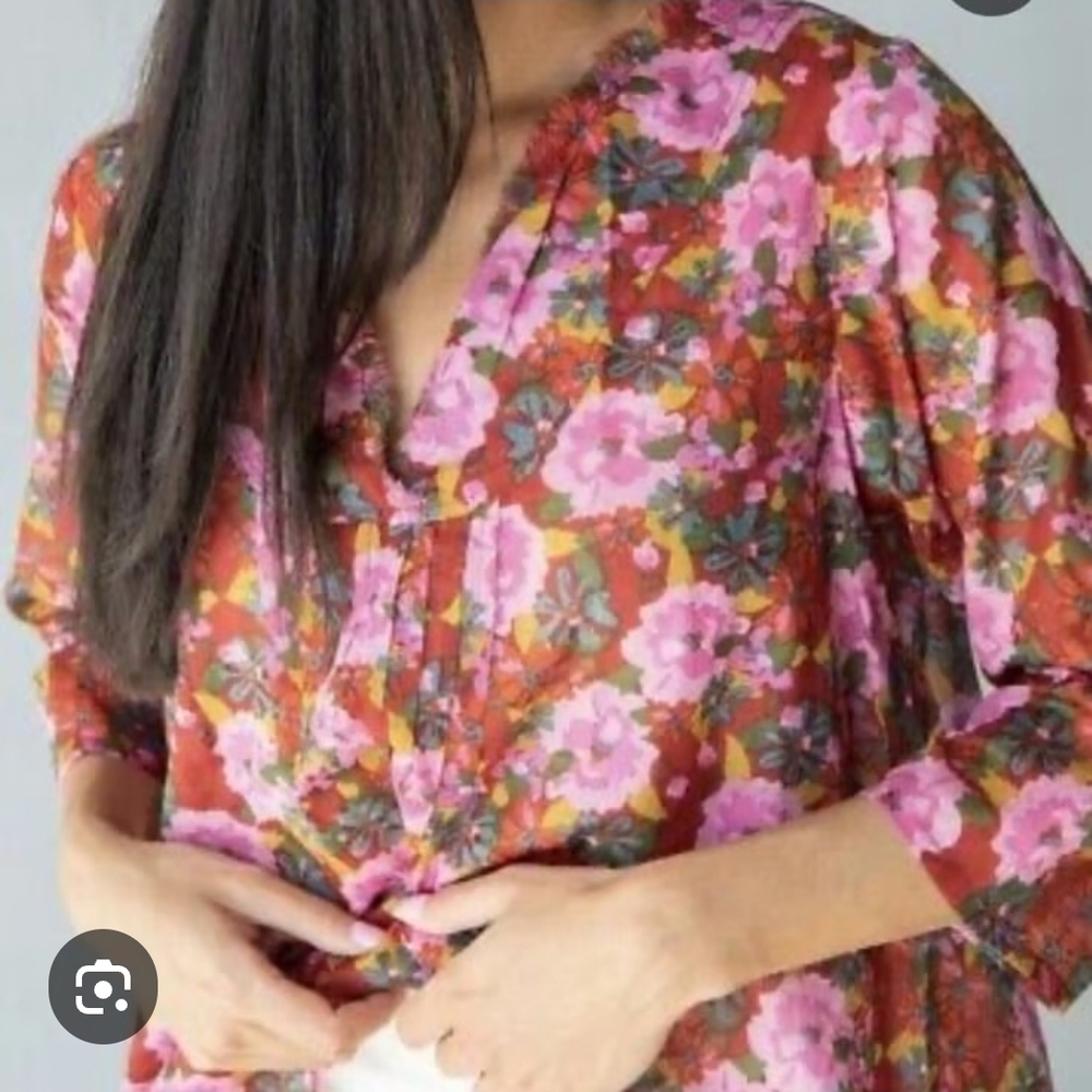 Floral Pink and Orange Women's Top